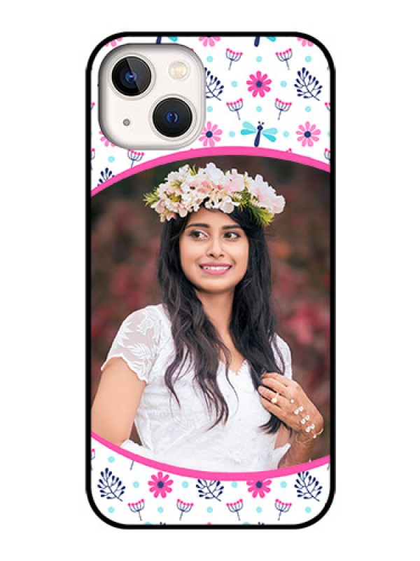 Custom iPhone 13 Photo Printing on Glass Case - Colorful Flower Design