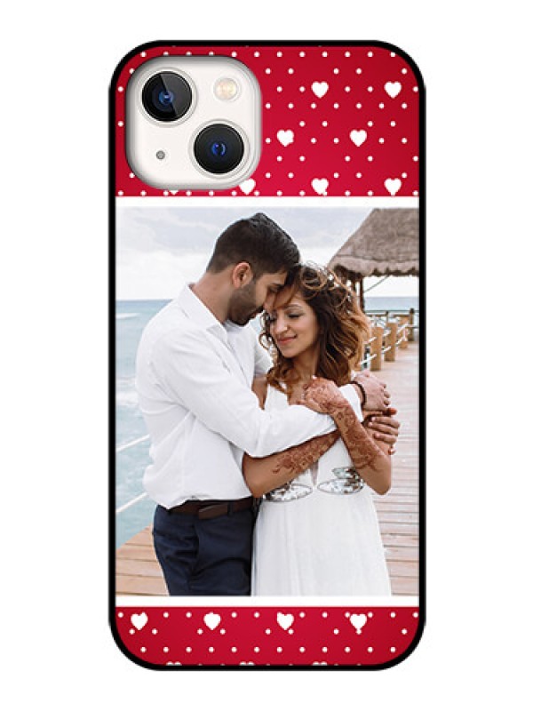 Custom iPhone 13 Photo Printing on Glass Case - Hearts Mobile Case Design