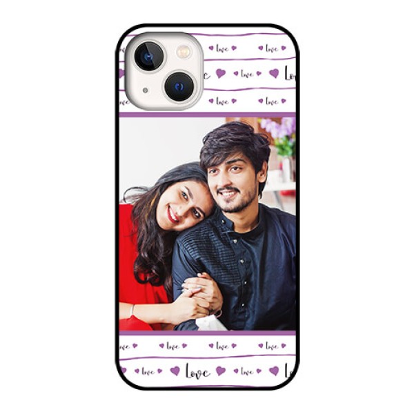 iPhone 13 Custom Glass Mobile Case - Couples Heart Design