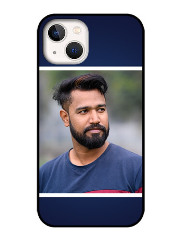 Custom iPhone 13 Personalized Glass Phone Case - Simple Royal Blue Design