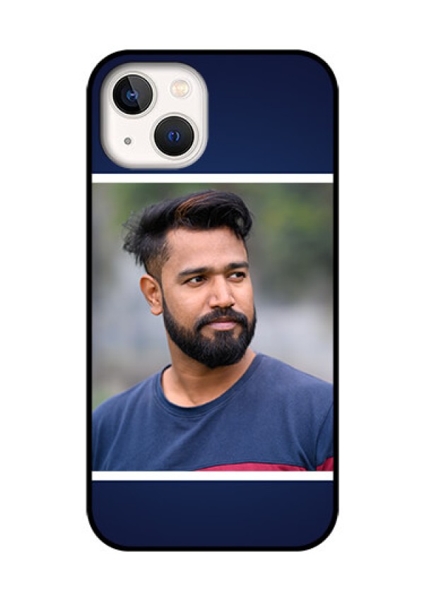 iPhone 13 Personalized Glass Phone Case - Simple Royal Blue Design