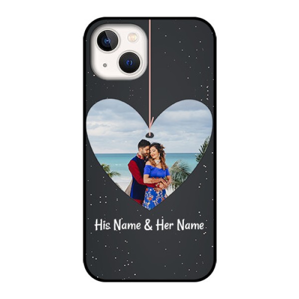 iPhone 13 Custom Glass Phone Case - Hanging Heart Design