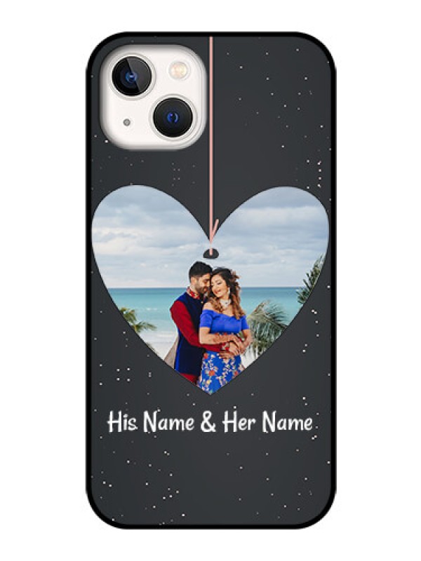 Custom iPhone 13 Custom Glass Phone Case - Hanging Heart Design