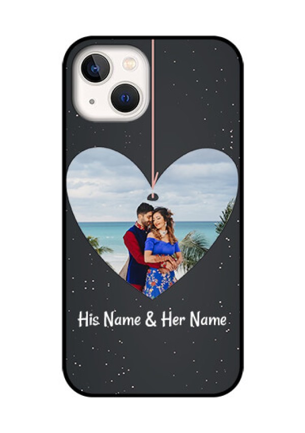 iPhone 13 Custom Glass Phone Case - Hanging Heart Design