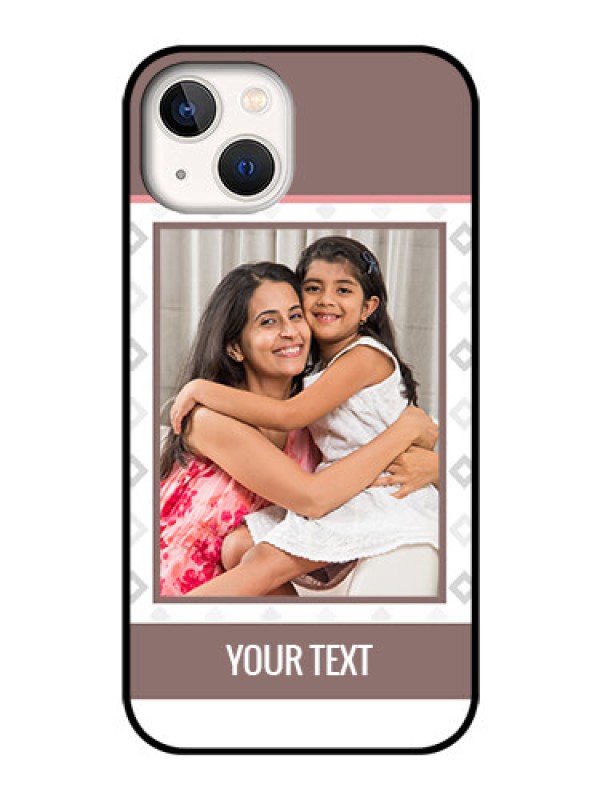 Custom iPhone 13 Photo Printing on Glass Case - Simple Diamond Design