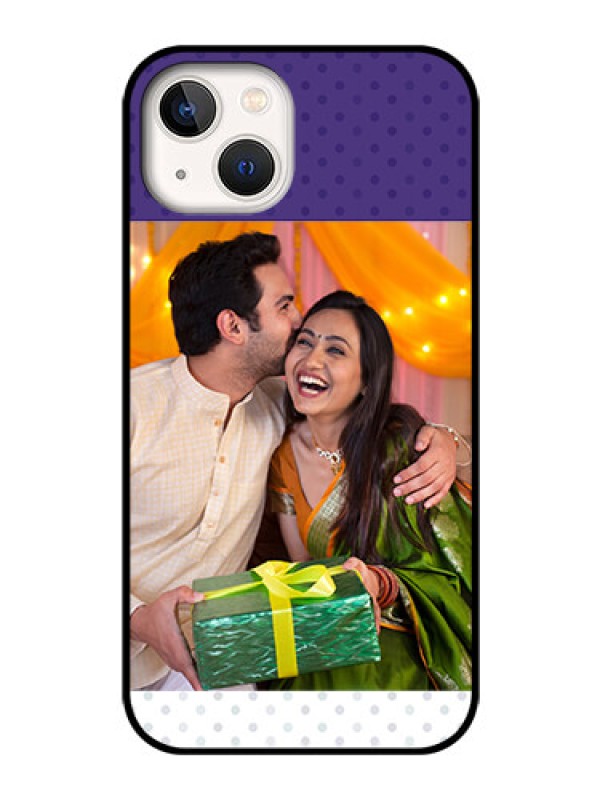 Custom iPhone 13 Personalized Glass Phone Case - Violet Pattern Design