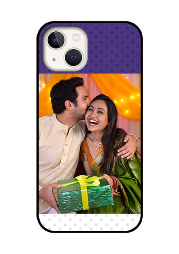 iPhone 13 Personalized Glass Phone Case - Violet Pattern Design