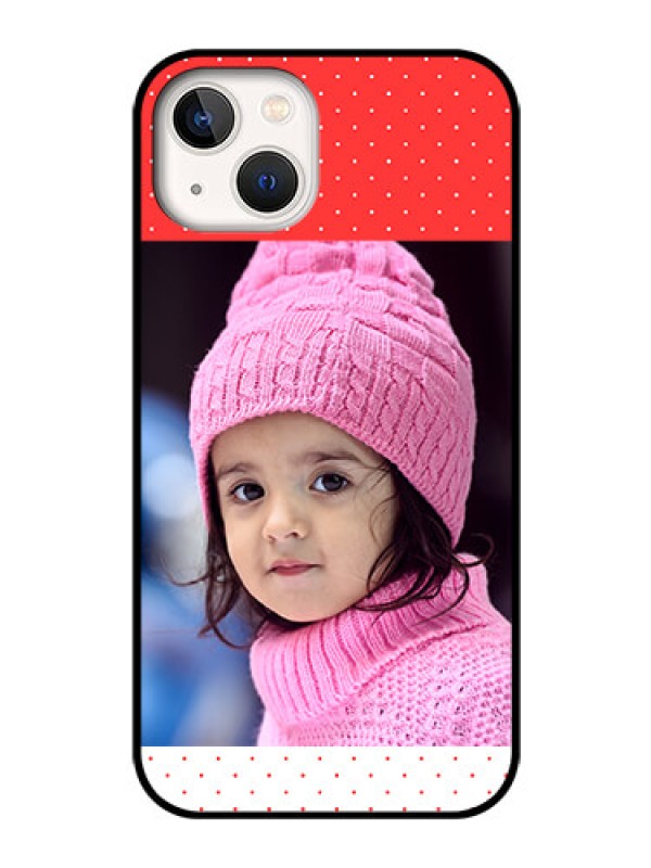 Custom iPhone 13 Photo Printing on Glass Case - Red Pattern Design
