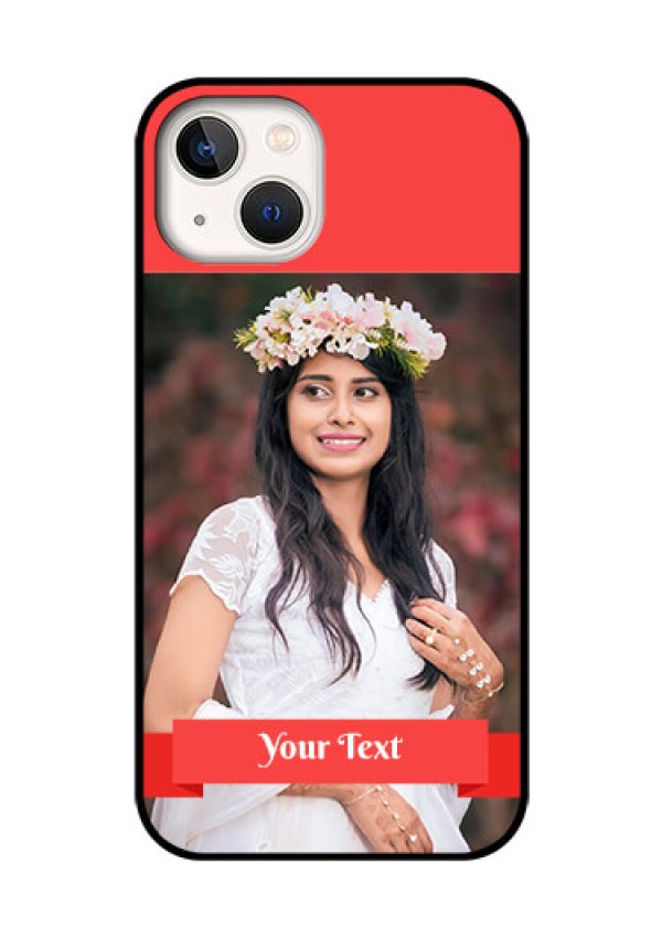 iPhone 13 Custom Glass Phone Case - Simple Red Color Design