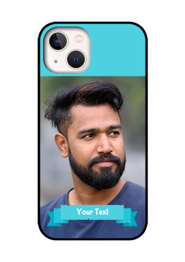 iPhone 13 Personalized Glass Phone Case - Simple Blue Color Design