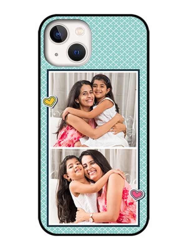 Custom iPhone 13 Custom Glass Phone Case - 2 Image Holder with Pattern Design