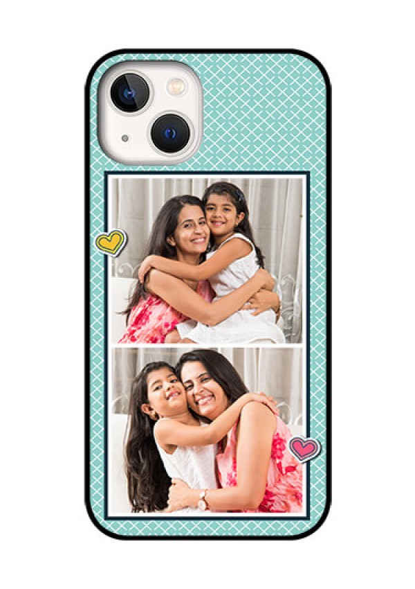 iPhone 13 Custom Glass Phone Case - 2 Image Holder with Pattern Design