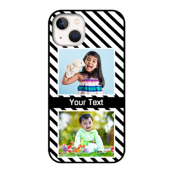 iPhone 13 Photo Printing on Glass Case - Black And White Stripes Design