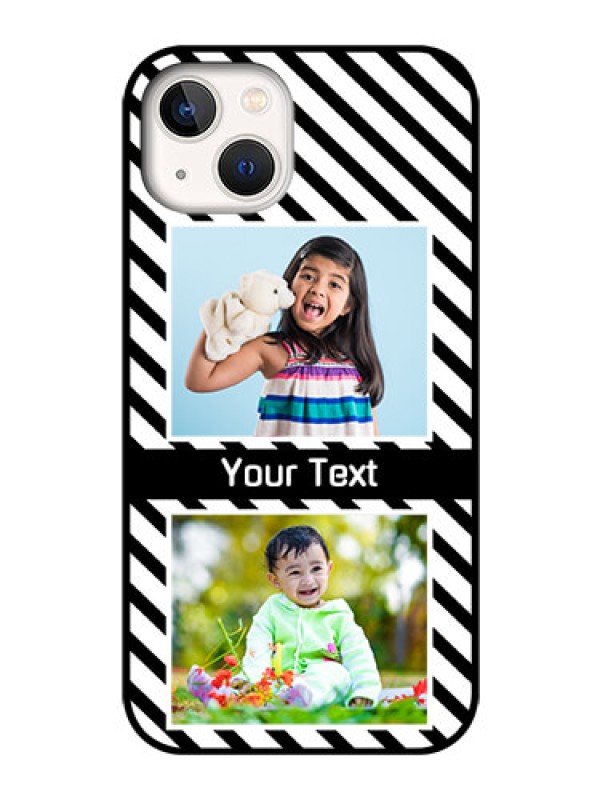 Custom iPhone 13 Photo Printing on Glass Case - Black And White Stripes Design