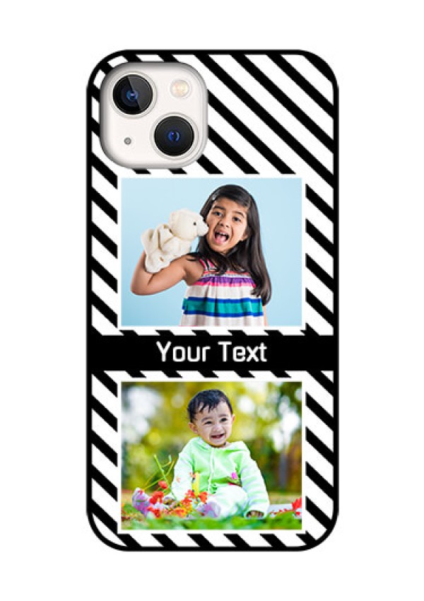 iPhone 13 Photo Printing on Glass Case - Black And White Stripes Design