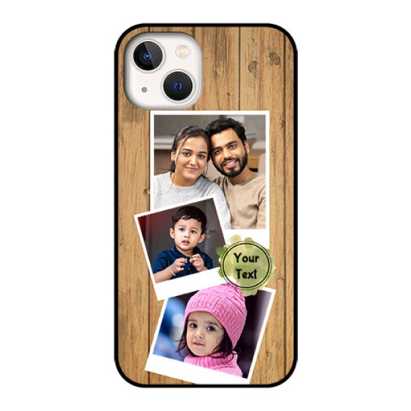 iPhone 13 Custom Glass Phone Case - Wooden Texture Design