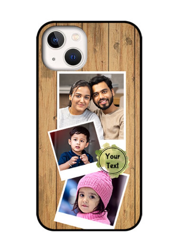 iPhone 13 Custom Glass Phone Case - Wooden Texture Design