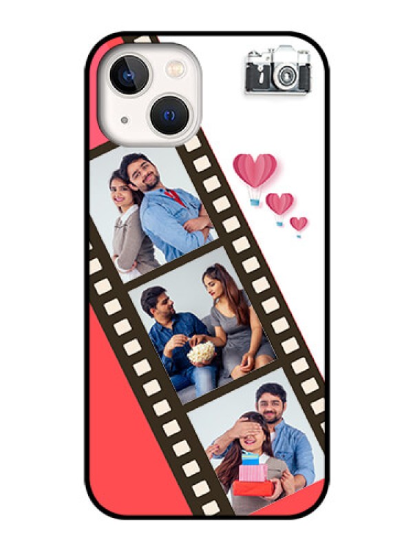 Custom iPhone 13 Personalized Glass Phone Case - 3 Image Holder with Film Reel