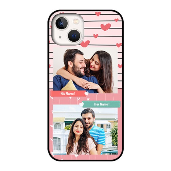 iPhone 13 Custom Glass Mobile Case - Photo with Heart Design iPhone 13 Custom Glass Mobile Case - Photo with Heart Design
