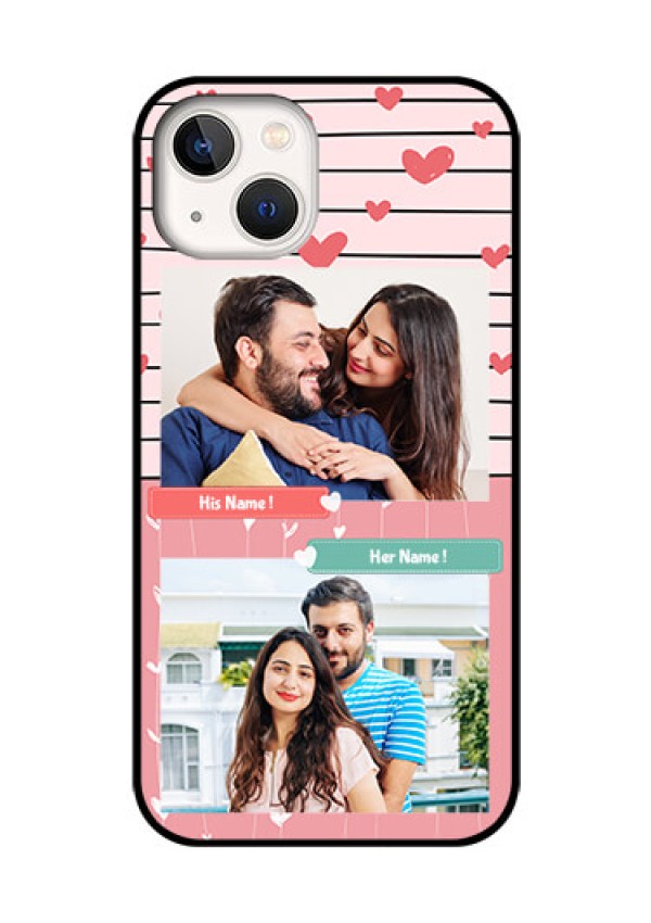 iPhone 13 Custom Glass Mobile Case - Photo with Heart Design
