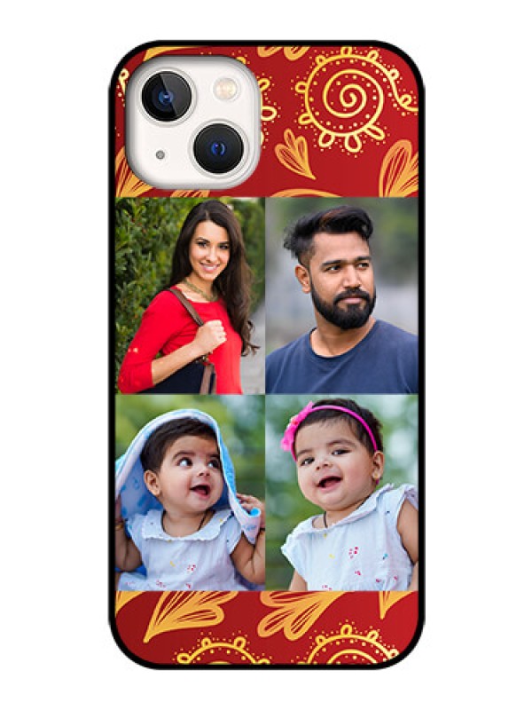 Custom iPhone 13 Photo Printing on Glass Case - 4 Image Traditional Design