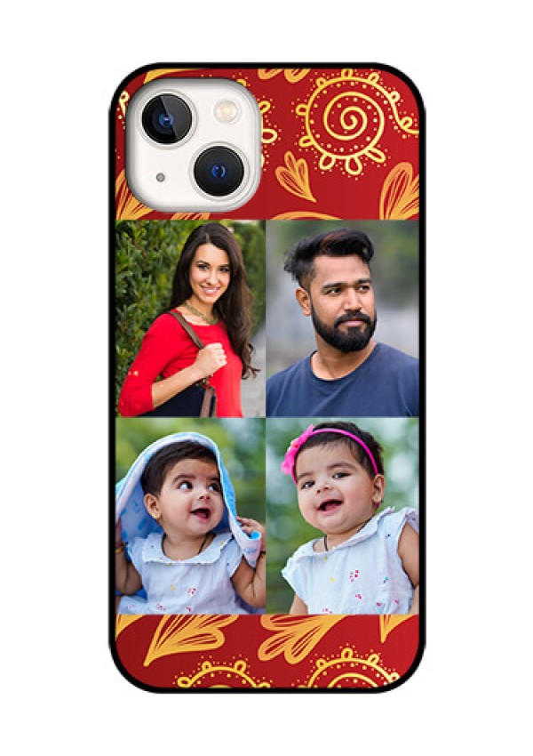 iPhone 13 Photo Printing on Glass Case - 4 Image Traditional Design