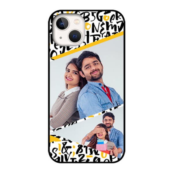 iPhone 13 Custom Glass Mobile Case - Letters Pattern Design
