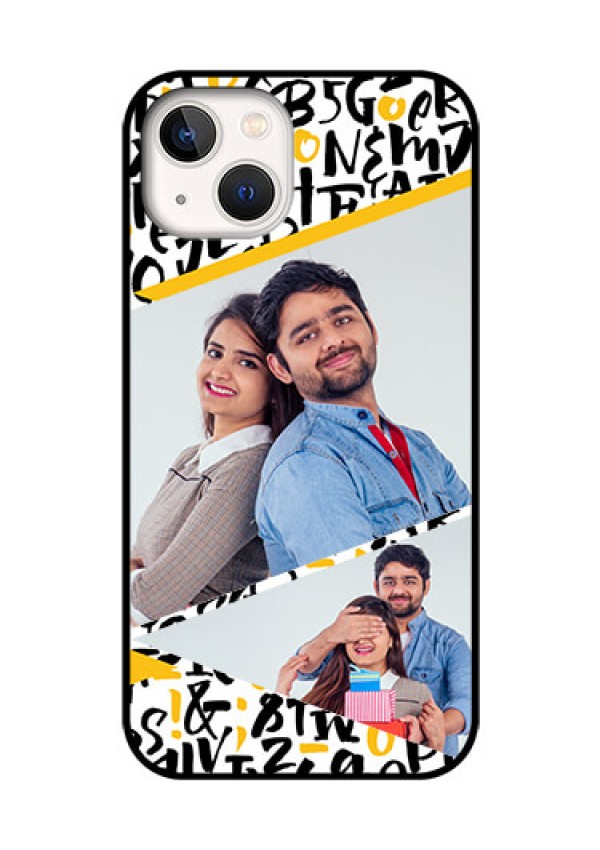 iPhone 13 Custom Glass Mobile Case - Letters Pattern Design