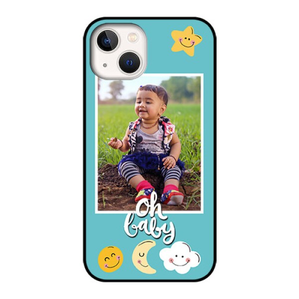iPhone 13 Personalized Glass Phone Case - Smiley Kids Stars Design iPhone 13 Personalized Glass Phone Case - Smiley Kids Stars Design