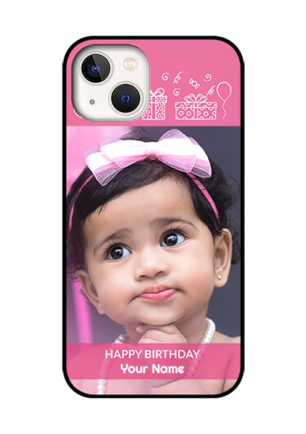 iPhone 13 Photo Printing on Glass Case - with Birthday Line Art Design