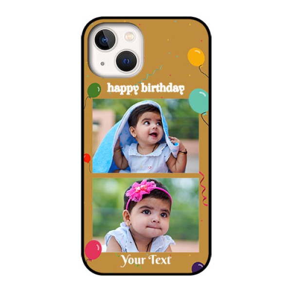 iPhone 13 Personalized Glass Phone Case - Image Holder with Birthday Celebrations Design