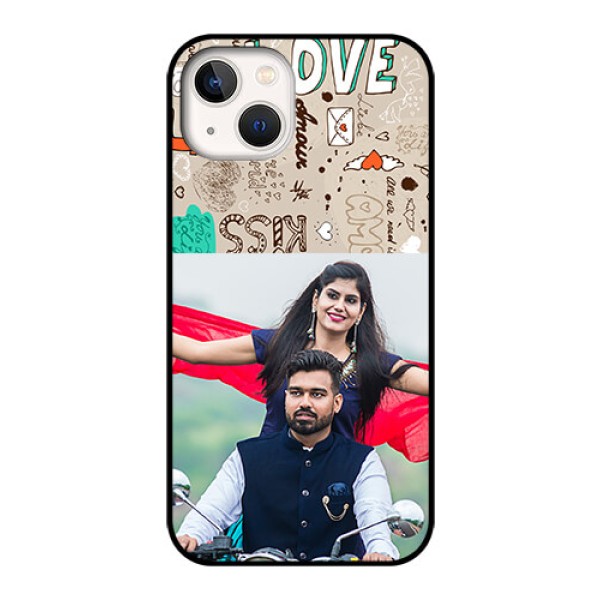 iPhone 13 Custom Glass Phone Case - Love Doodle Pattern