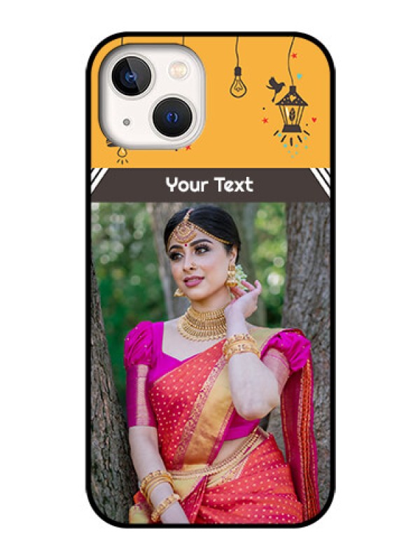 Custom iPhone 13 Custom Glass Mobile Case - with Family Picture and Icons