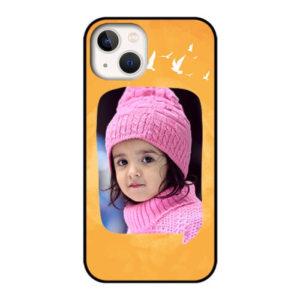 iPhone 13 Personalized Glass Phone Case - Water Color Design with Bird Icons