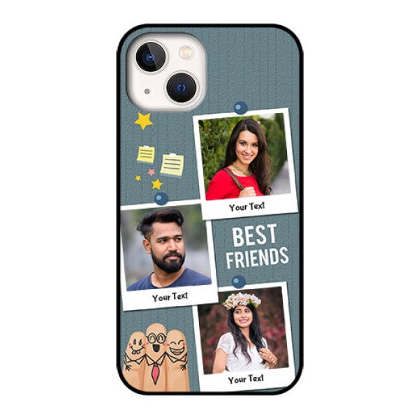 iPhone 13 Personalized Glass Phone Case - Sticky Frames and Friendship Design iPhone 13 Personalized Glass Phone Case - Sticky Frames and Friendship Design