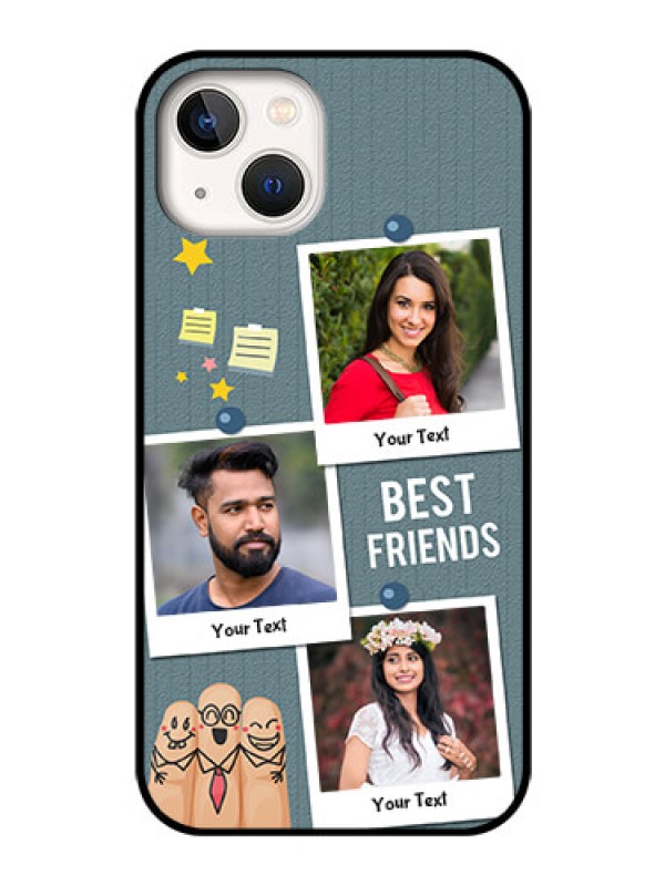 Custom iPhone 13 Personalized Glass Phone Case - Sticky Frames and Friendship Design