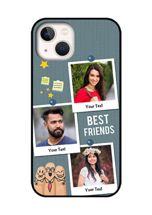 iPhone 13 Personalized Glass Phone Case - Sticky Frames and Friendship Design