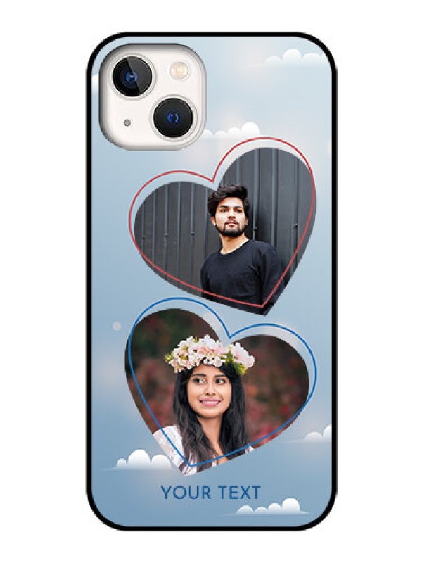 Custom iPhone 13 Custom Glass Mobile Case - Blue Color Couple Design