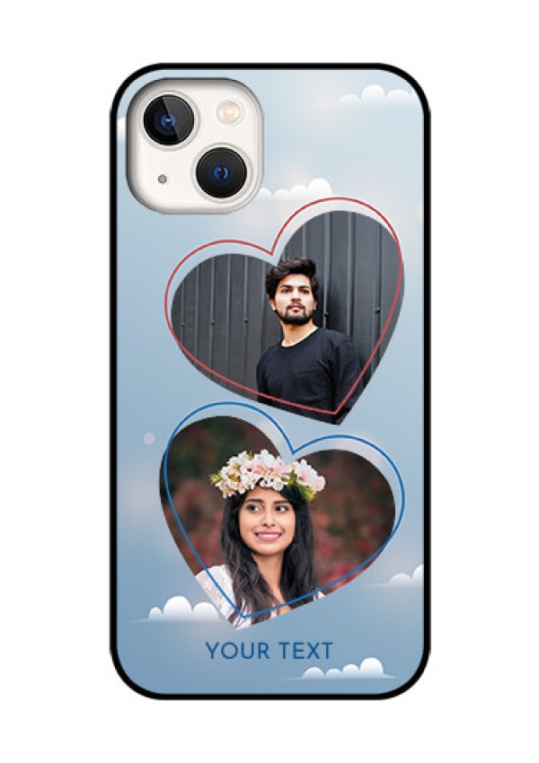 iPhone 13 Custom Glass Mobile Case - Blue Color Couple Design