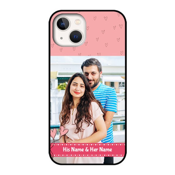 iPhone 13 Personalized Glass Phone Case - Love Design Peach Color iPhone 13 Personalized Glass Phone Case - Love Design Peach Color