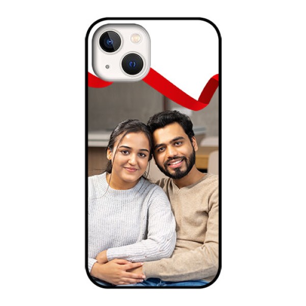 iPhone 13 Photo Printing on Glass Case - Red Ribbon Frame Design
