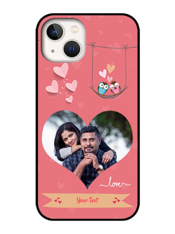 Custom iPhone 13 Personalized Glass Phone Case - Peach Color Love Design