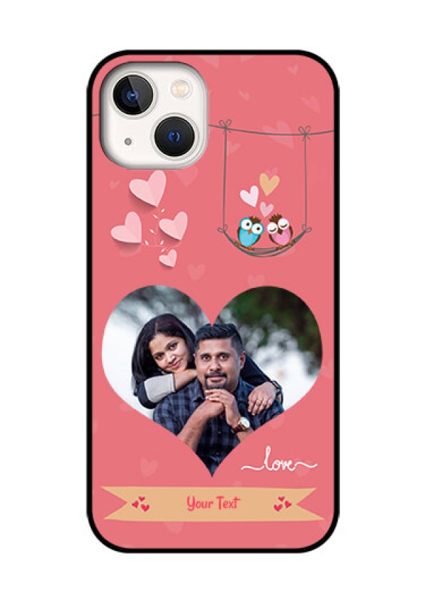 iPhone 13 Personalized Glass Phone Case - Peach Color Love Design