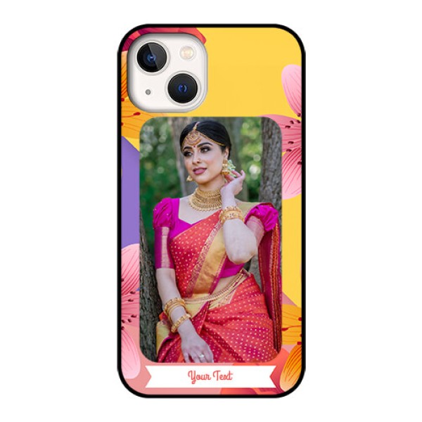 iPhone 13 Custom Glass Mobile Case - 3 Image With Vintage Floral Design iPhone 13 Custom Glass Mobile Case - 3 Image With Vintage Floral Design