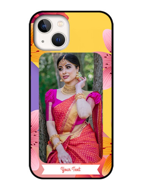 Custom iPhone 13 Custom Glass Mobile Case - 3 Image With Vintage Floral Design