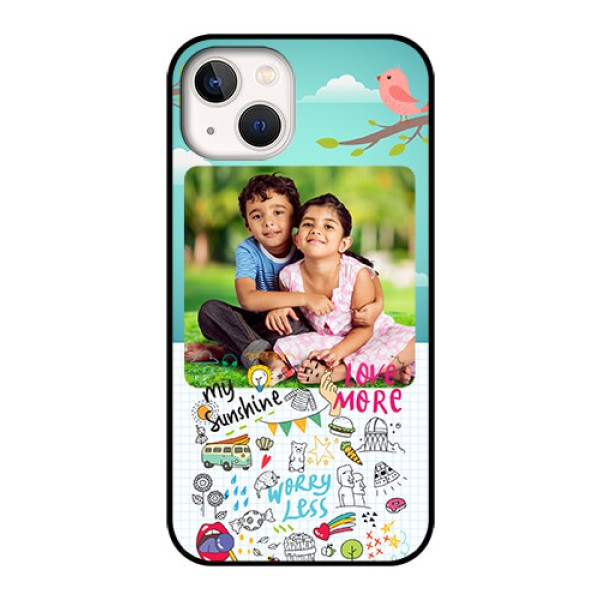 iPhone 13 Photo Printing on Glass Case - Doodle love Design