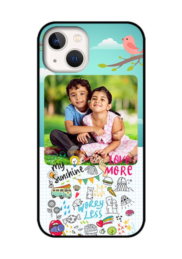 iPhone 13 Photo Printing on Glass Case - Doodle love Design