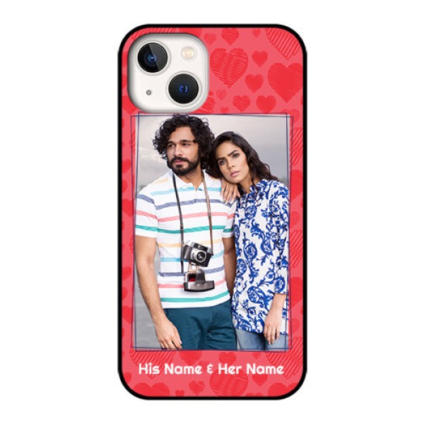 iPhone 13 Photo Printing on Glass Case - with Red Heart Symbols Design iPhone 13 Photo Printing on Glass Case - with Red Heart Symbols Design