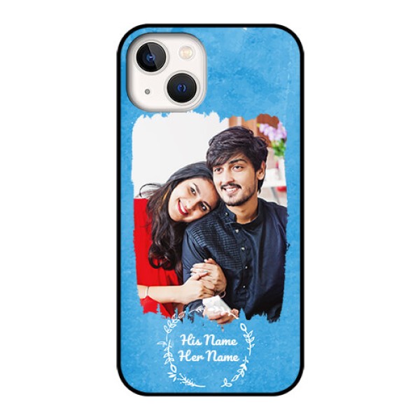 iPhone 13 Custom Glass Phone Case - Blue Color Vintage Design iPhone 13 Custom Glass Phone Case - Blue Color Vintage Design