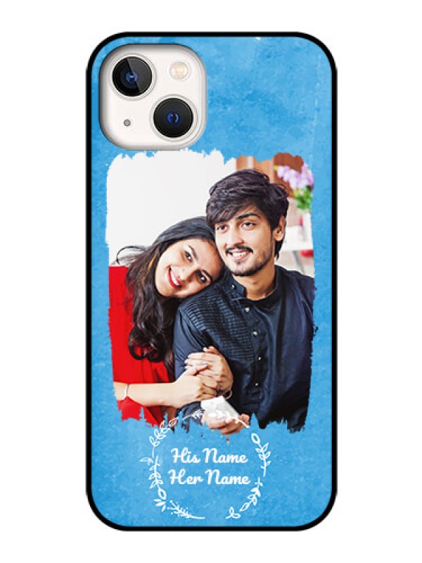 Custom iPhone 13 Custom Glass Phone Case - Blue Color Vintage Design